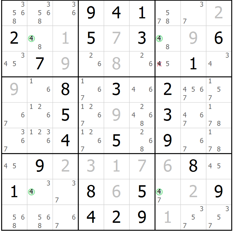 Position des candidats pour la solution de la Gr 51 page 54 du magazine de sudoku Virtuose n° 118