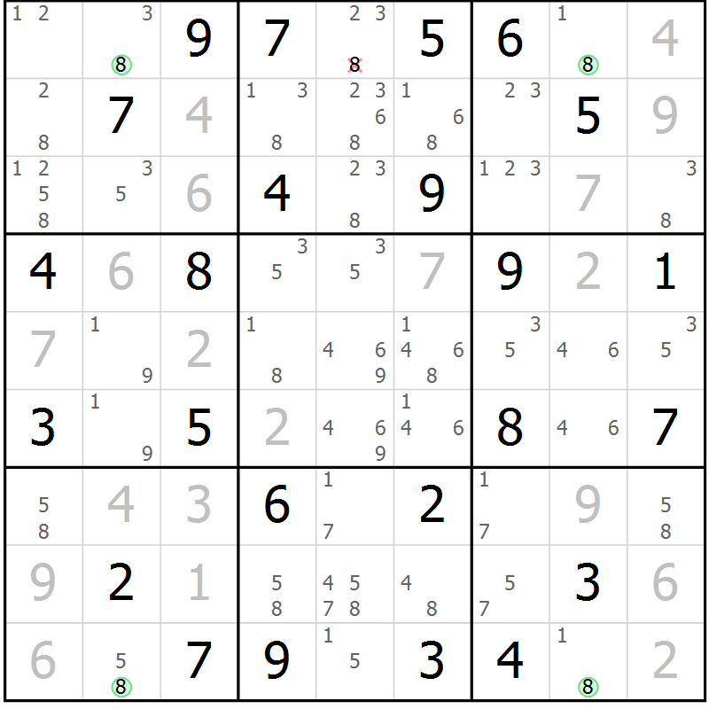 Position des candidats pour la solution de la Gr 52 page 55 du magazine de sudoku Virtuose n° 118