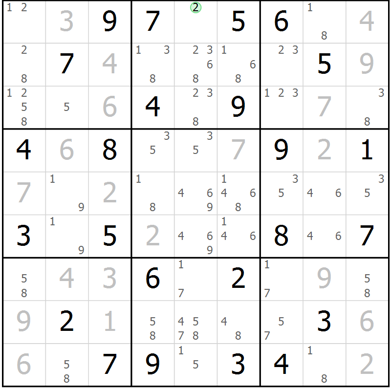 Position des candidats pour la solution de la Gr 52 page 55 du magazine de sudoku Virtuose n° 118