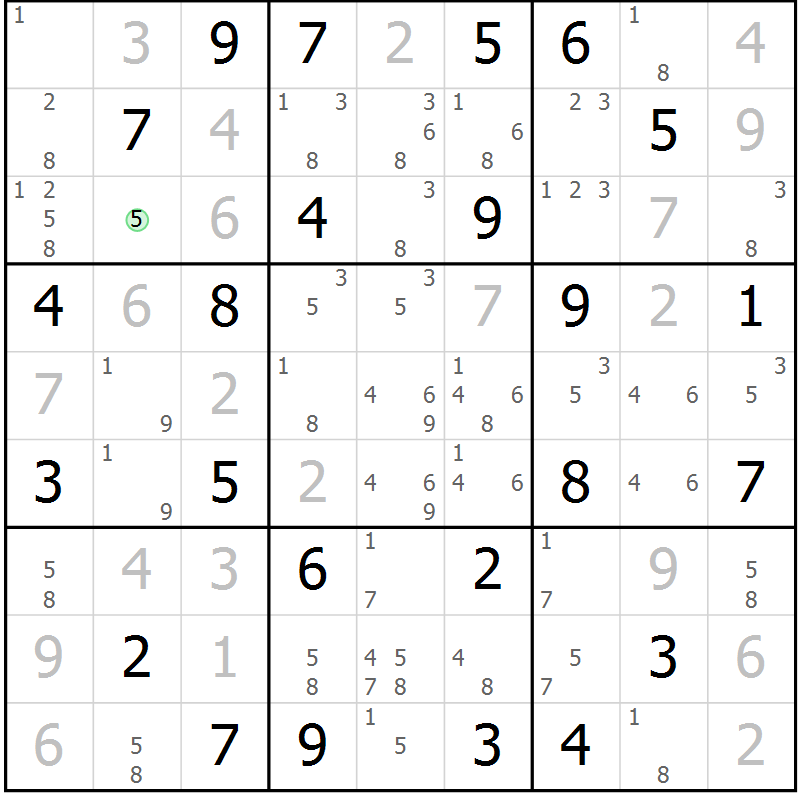 Position des candidats pour la solution de la Gr 52 page 55 du magazine de sudoku Virtuose n° 118