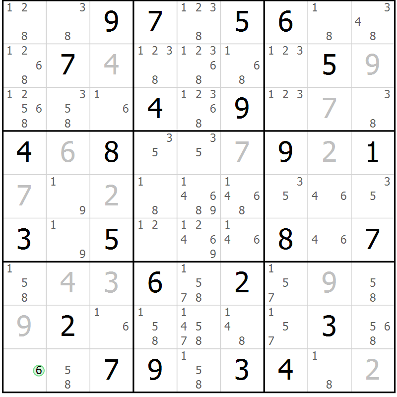 Position des candidats pour la solution de la Gr 52 page 55 du magazine de sudoku Virtuose n° 118