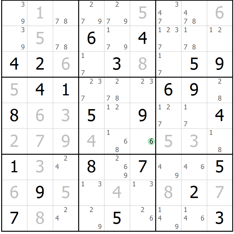 Position des candidats pour la solution de la Gr 53 page 56 du magazine de sudoku Virtuose n° 118