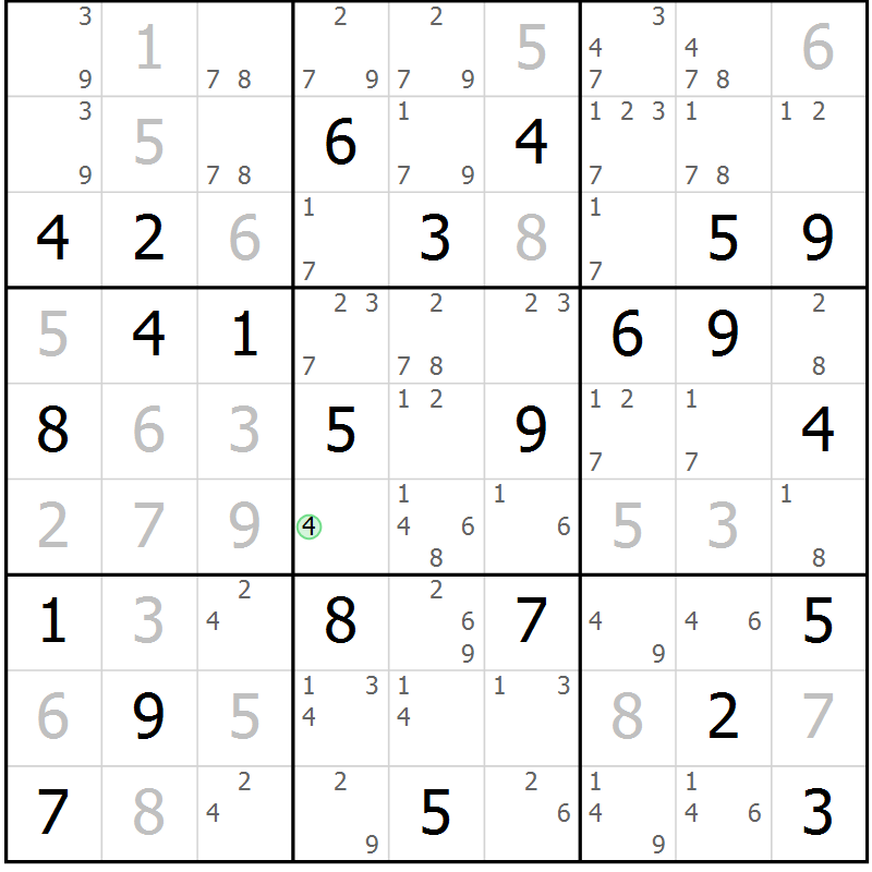Position des candidats pour la solution de la Gr 53 page 56 du magazine de sudoku Virtuose n° 118