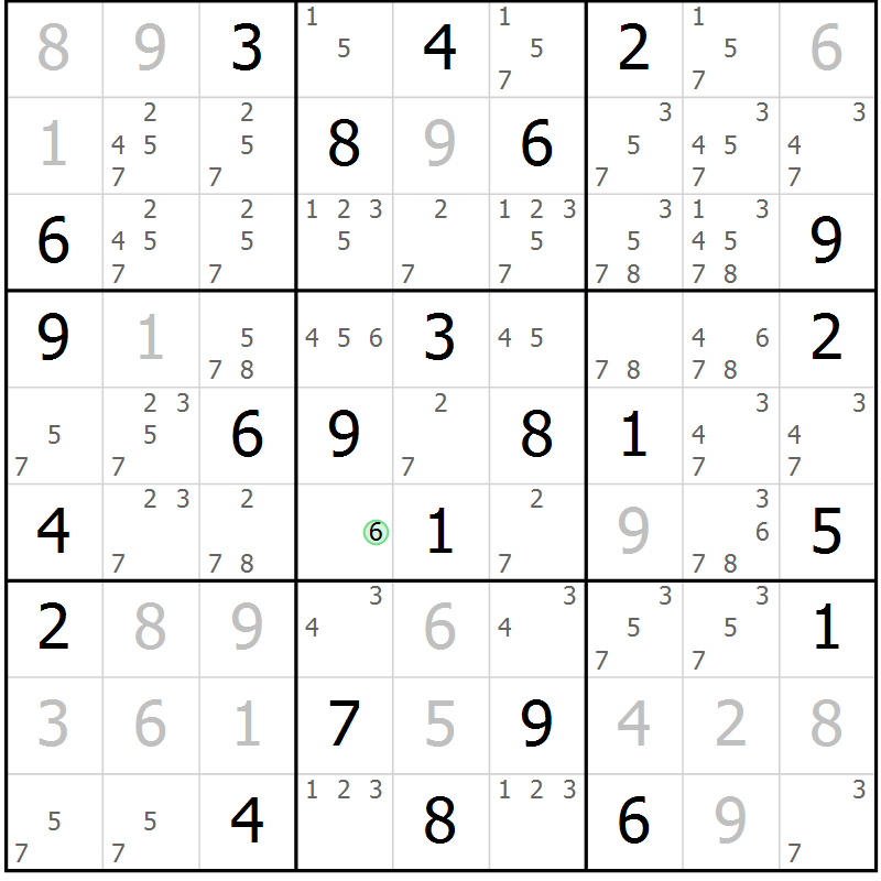 Position des candidats pour la solution de la Gr 55 page 58 du magazine de sudoku Virtuose n° 118