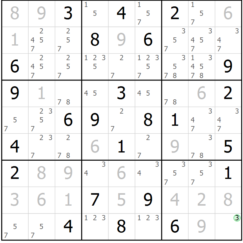 Position des candidats pour la solution de la Gr 55 page 58 du magazine de sudoku Virtuose n° 118