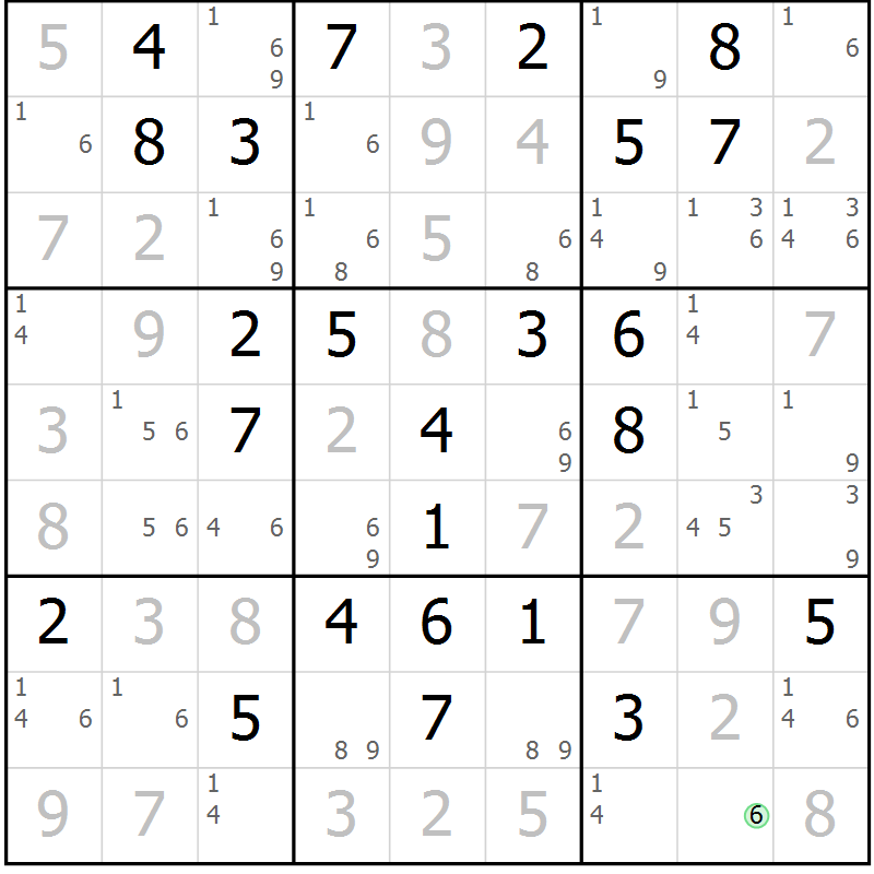 Position des candidats pour la solution de la Gr 57 page 60 du magazine de sudoku Virtuose n° 118