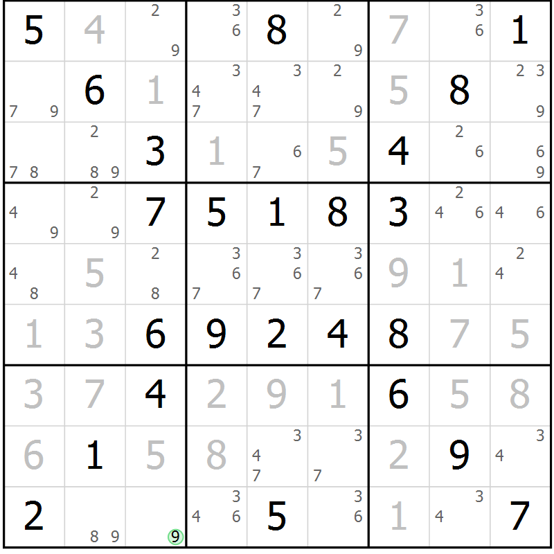 Position des candidats pour la solution de la Gr 58 page 61 du magazine de sudoku Virtuose n° 118