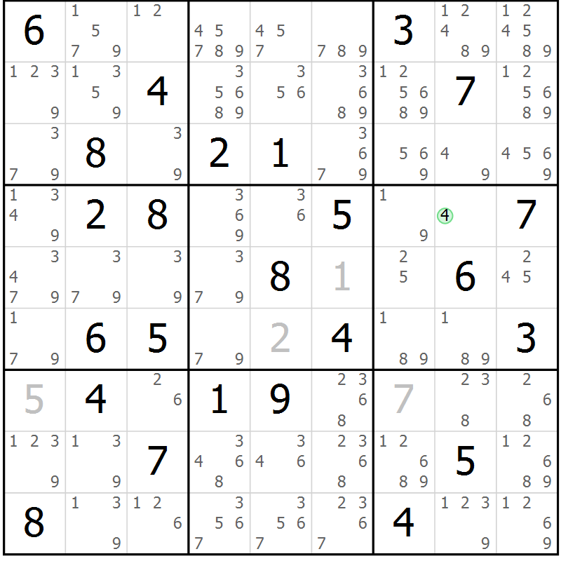 Position des candidats pour la solution de la Gr 59 page 62 du magazine de sudoku Virtuose n° 118