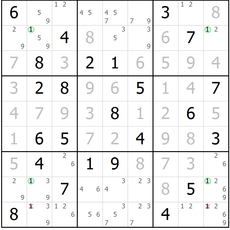 Position des candidats pour la solution de la Gr 59 page 62 du magazine de sudoku Virtuose n° 118