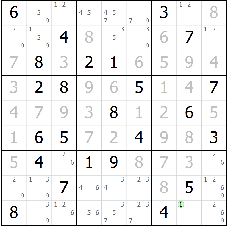 Position des candidats pour la solution de la Gr 59 page 62 du magazine de sudoku Virtuose n° 118