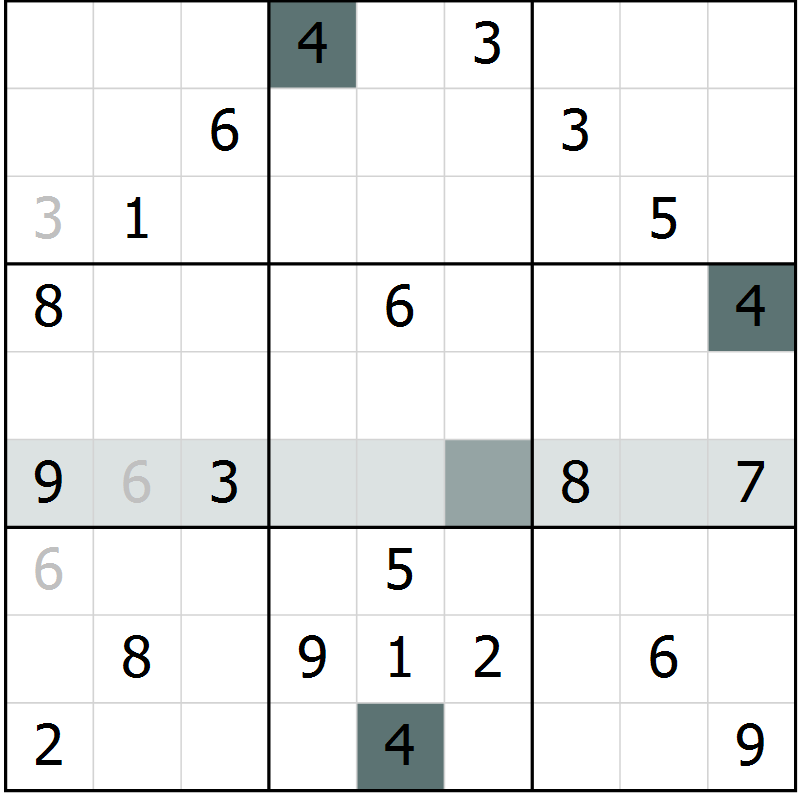 Position des candidats pour la solution de la Gr 6 page 9 du magazine de sudoku Virtuose n° 118