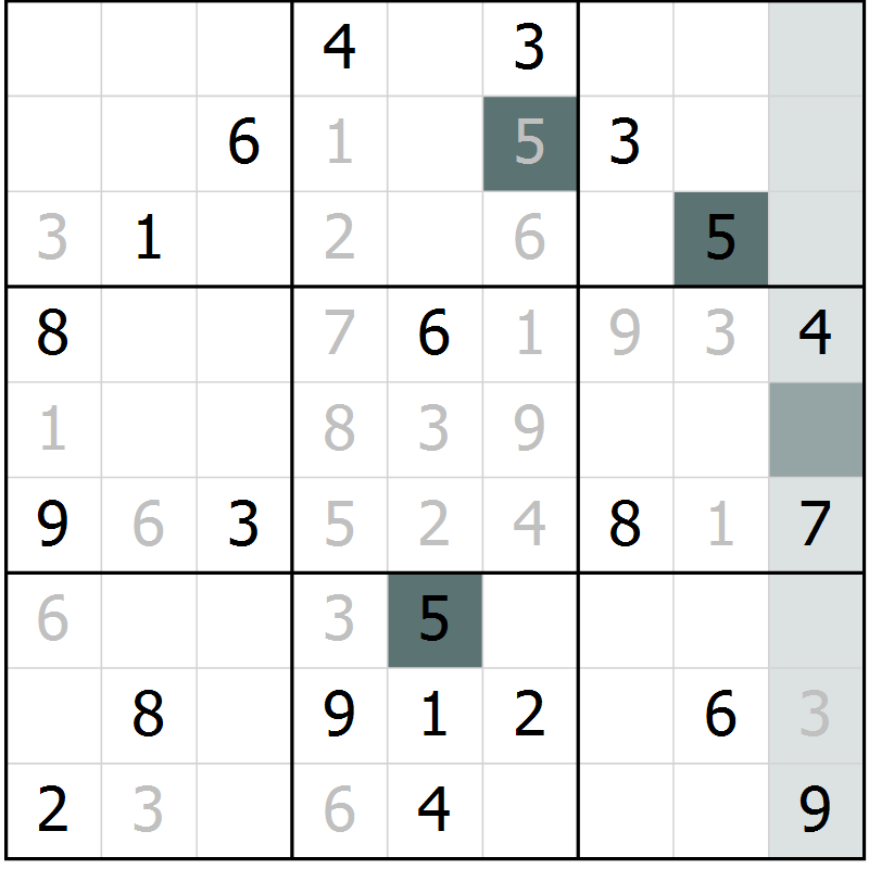 Position des candidats pour la solution de la Gr 6 page 9 du magazine de sudoku Virtuose n° 118
