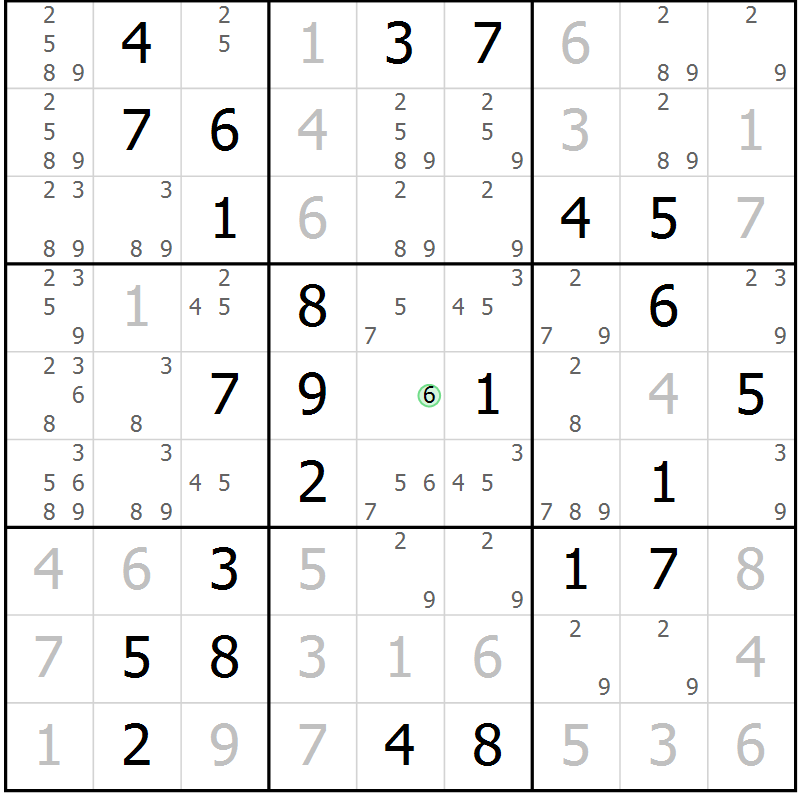 Position des candidats pour la solution de la Gr 60 page 63 du magazine de sudoku Virtuose n° 118