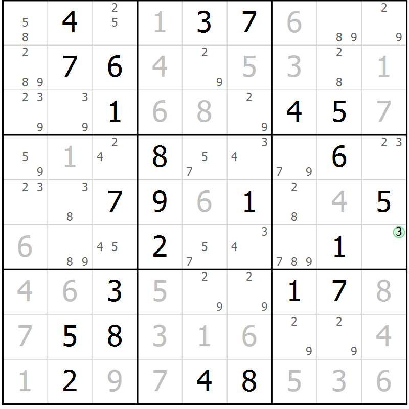 Position des candidats pour la solution de la Gr 60 page 63 du magazine de sudoku Virtuose n° 118