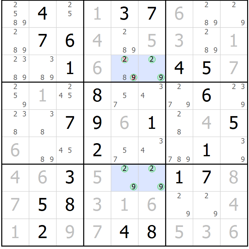 Position des candidats pour la solution de la Gr 60 page 63 du magazine de sudoku Virtuose n° 118