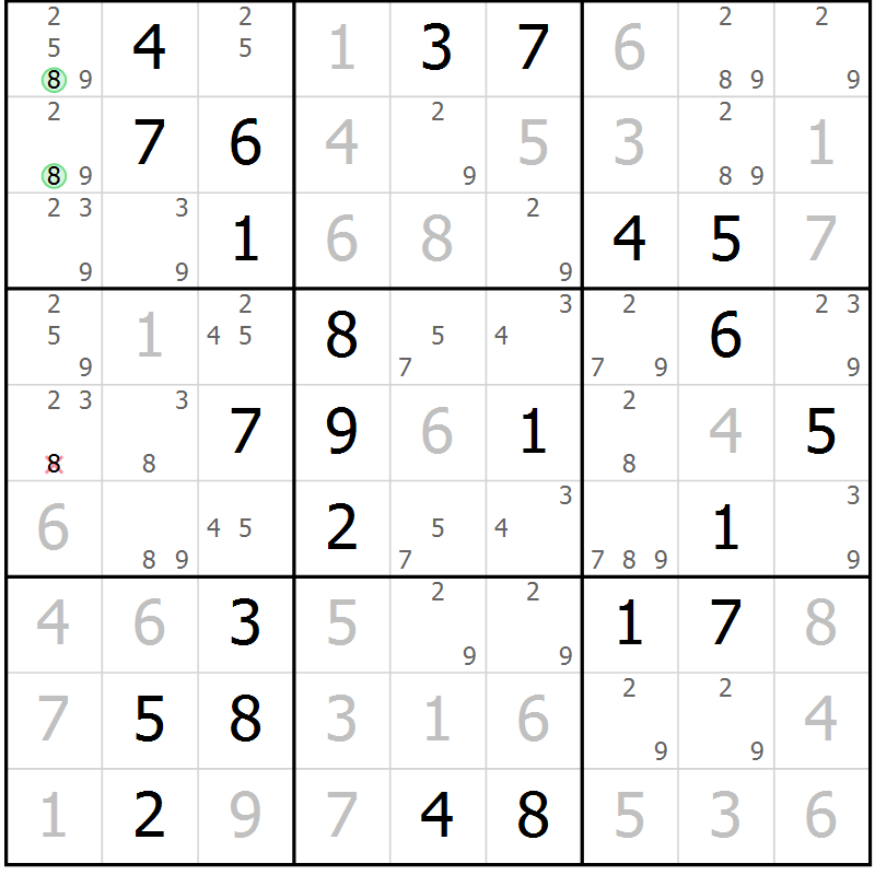 Position des candidats pour la solution de la Gr 60 page 63 du magazine de sudoku Virtuose n° 118