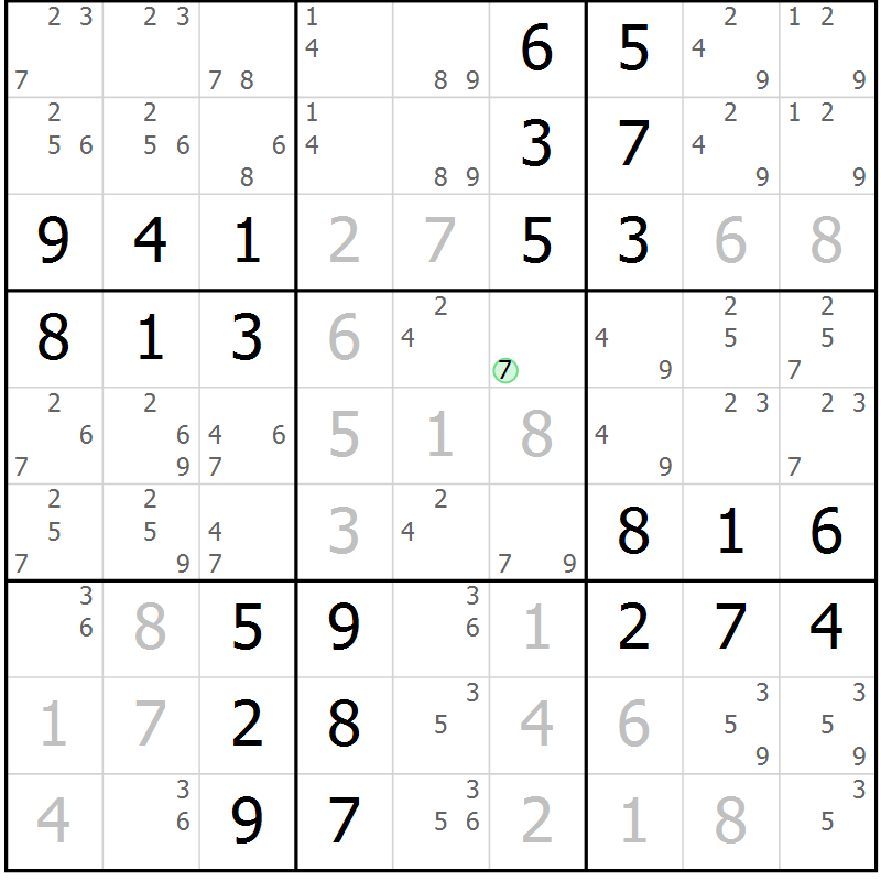 Position des candidats pour la solution de la Gr 61 page 64 du magazine de sudoku Virtuose n° 118