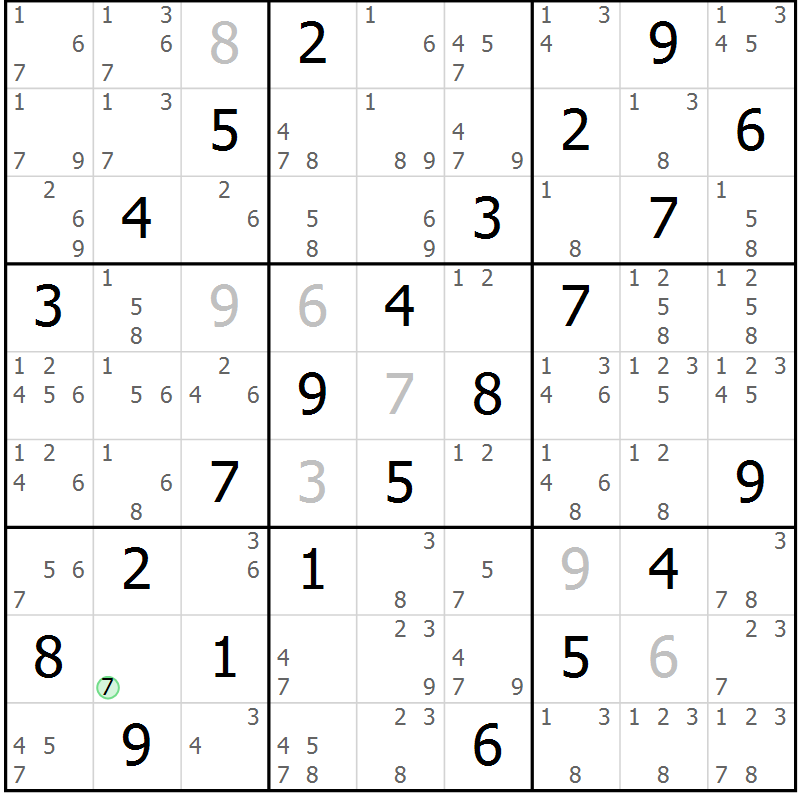 Position des candidats pour la solution de la Gr 62 page 65 du magazine de sudoku Virtuose n° 118