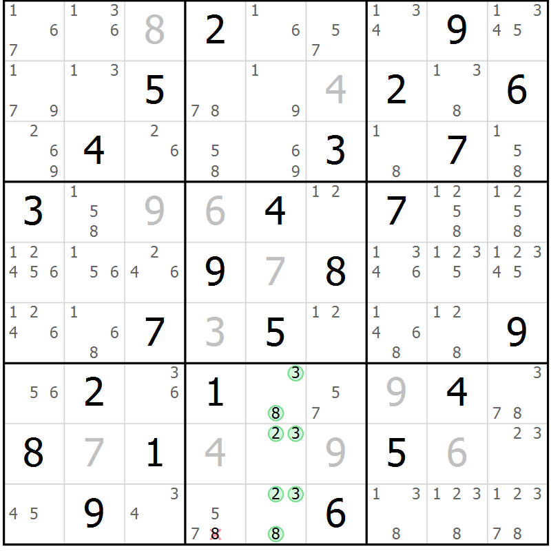 Position des candidats pour la solution de la Gr 62 page 65 du magazine de sudoku Virtuose n° 118