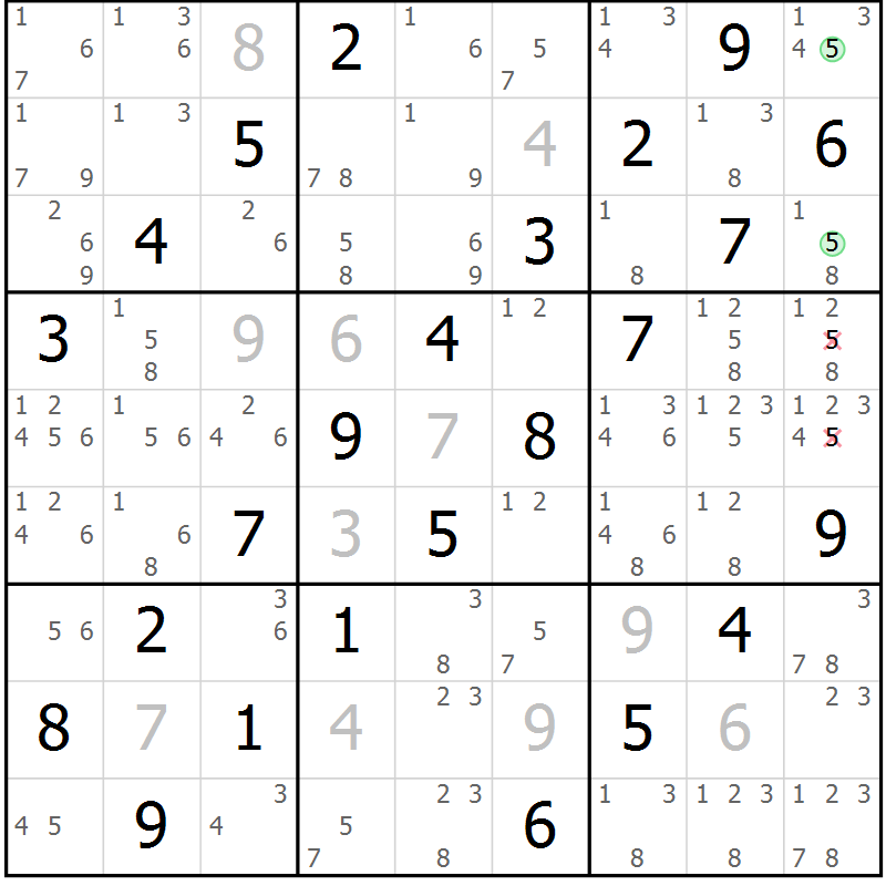 Position des candidats pour la solution de la Gr 62 page 65 du magazine de sudoku Virtuose n° 118