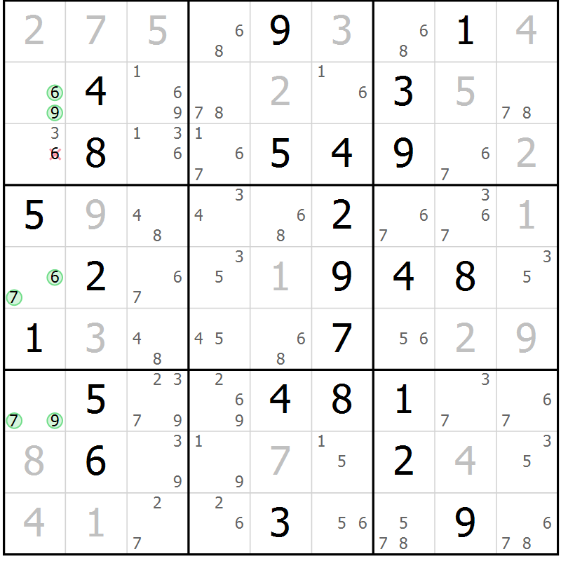 Position des candidats pour la solution de la Gr 63 page 66 du magazine de sudoku Virtuose n° 118