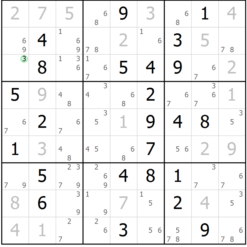 Position des candidats pour la solution de la Gr 63 page 66 du magazine de sudoku Virtuose n° 118