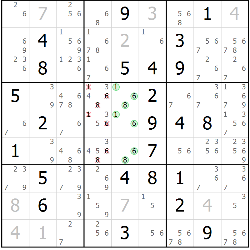 Position des candidats pour la solution de la Gr 63 page 66 du magazine de sudoku Virtuose n° 118