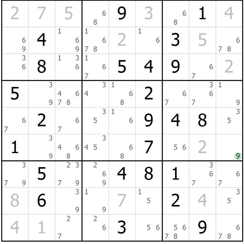 Position des candidats pour la solution de la Gr 63 page 66 du magazine de sudoku Virtuose n° 118