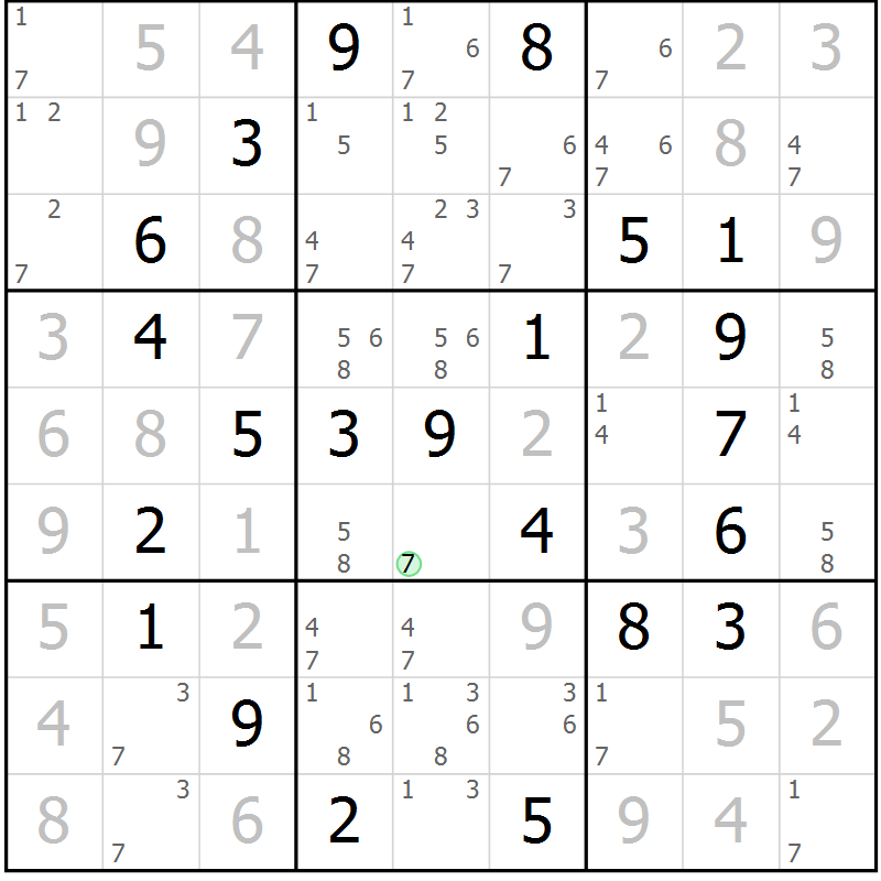 Position des candidats pour la solution de la Gr 64 page 67 du magazine de sudoku Virtuose n° 118