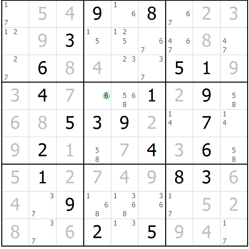 Position des candidats pour la solution de la Gr 64 page 67 du magazine de sudoku Virtuose n° 118