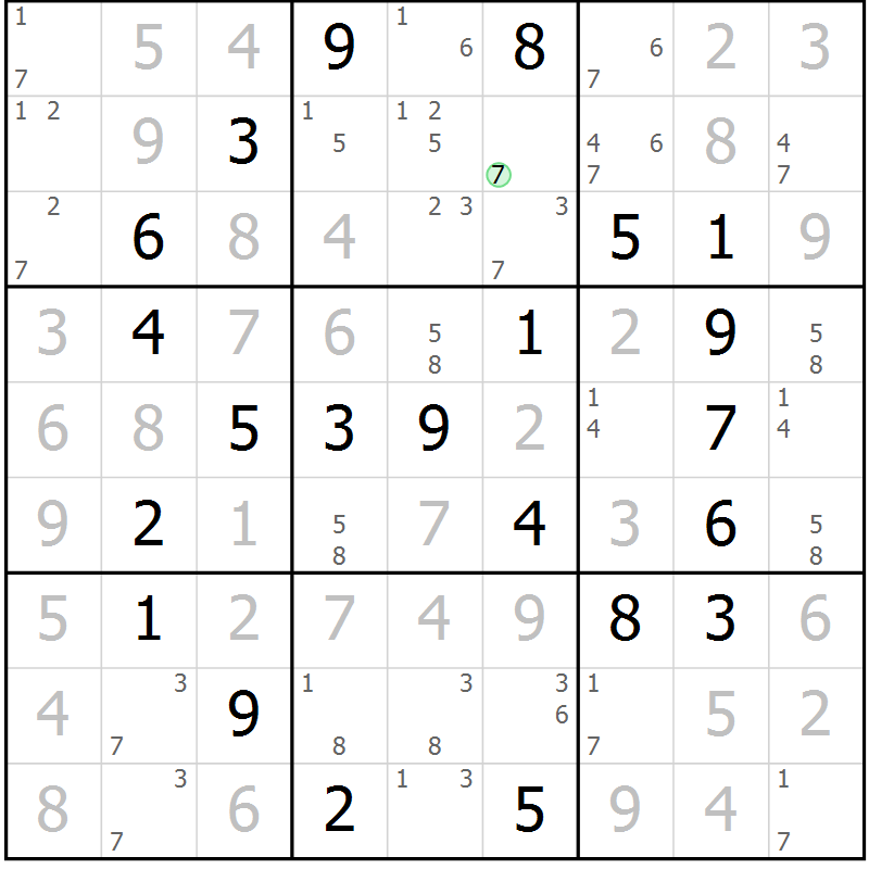 Position des candidats pour la solution de la Gr 64 page 67 du magazine de sudoku Virtuose n° 118