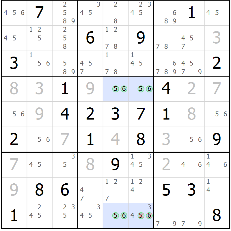 Position des candidats pour la solution de la Gr 65 page 68 du magazine de sudoku Virtuose n° 118