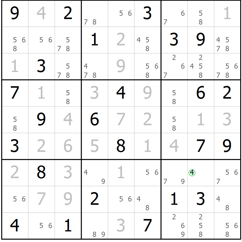 Position des candidats pour la solution de la Gr 66 page 69 du magazine de sudoku Virtuose n° 118