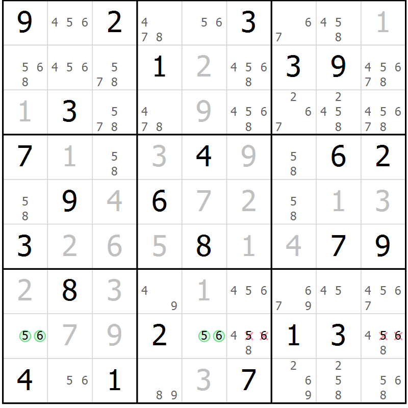 Position des candidats pour la solution de la Gr 66 page 69 du magazine de sudoku Virtuose n° 118