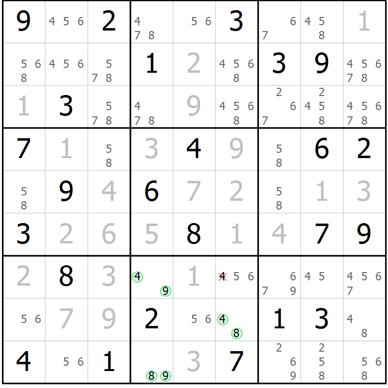 Position des candidats pour la solution de la Gr 66 page 69 du magazine de sudoku Virtuose n° 118