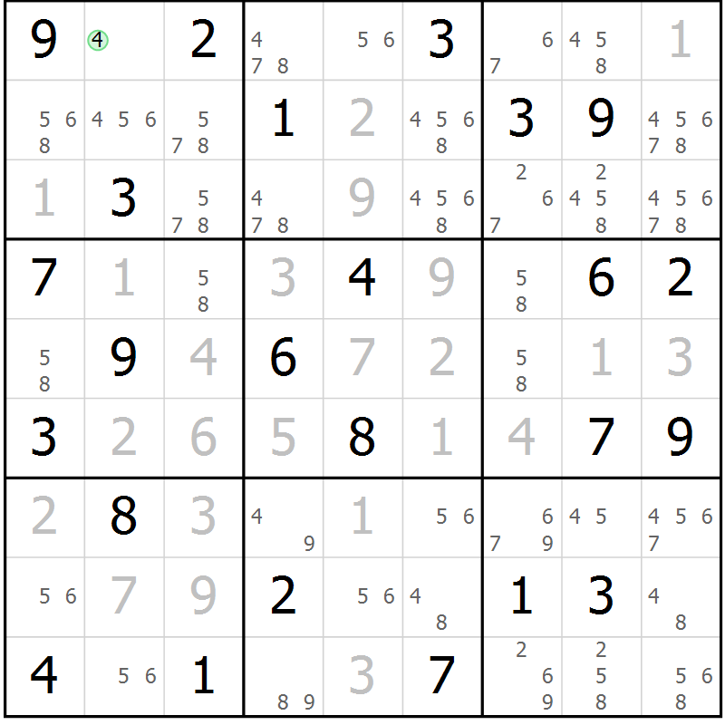 Position des candidats pour la solution de la Gr 66 page 69 du magazine de sudoku Virtuose n° 118