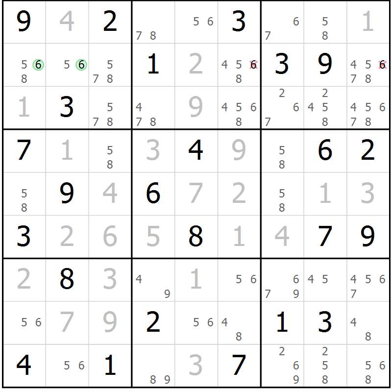 Position des candidats pour la solution de la Gr 66 page 69 du magazine de sudoku Virtuose n° 118