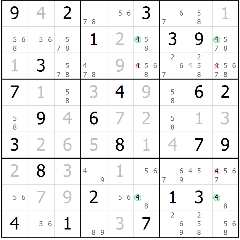 Position des candidats pour la solution de la Gr 66 page 69 du magazine de sudoku Virtuose n° 118