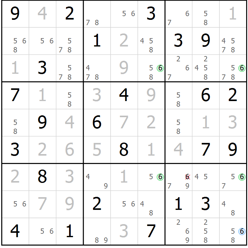 Position des candidats pour la solution de la Gr 66 page 69 du magazine de sudoku Virtuose n° 118