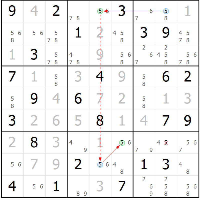 Position des candidats pour la solution de la Gr 66 page 69 du magazine de sudoku Virtuose n° 118