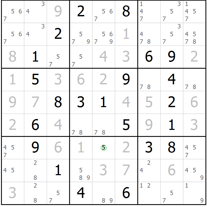 Position des candidats pour la solution de la Gr 67 page 70 du magazine de sudoku Virtuose n° 118