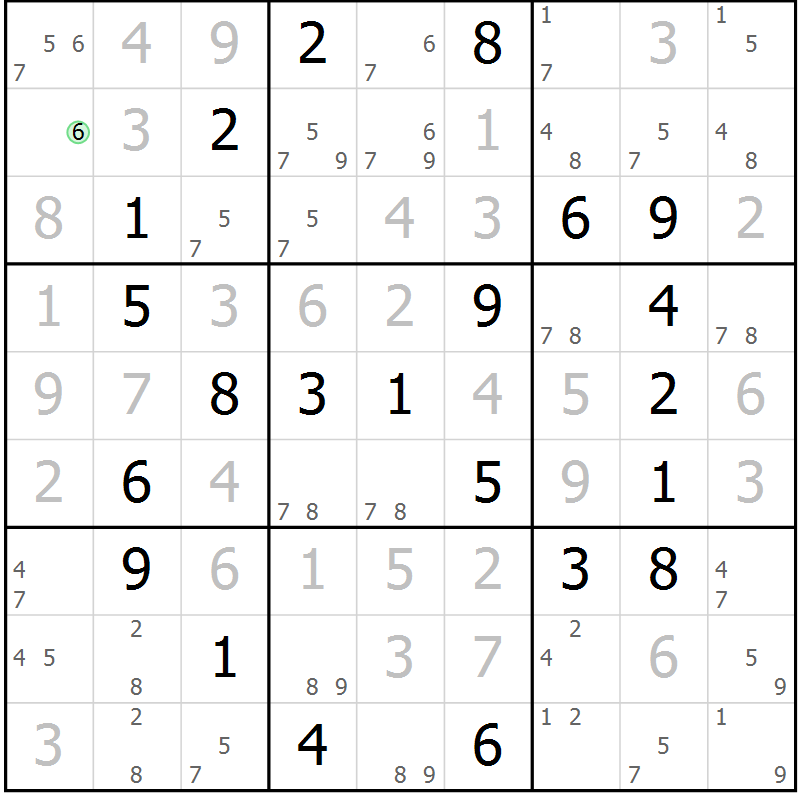 Position des candidats pour la solution de la Gr 67 page 70 du magazine de sudoku Virtuose n° 118