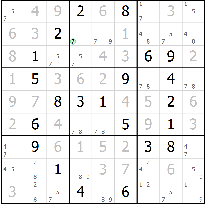 Position des candidats pour la solution de la Gr 67 page 70 du magazine de sudoku Virtuose n° 118
