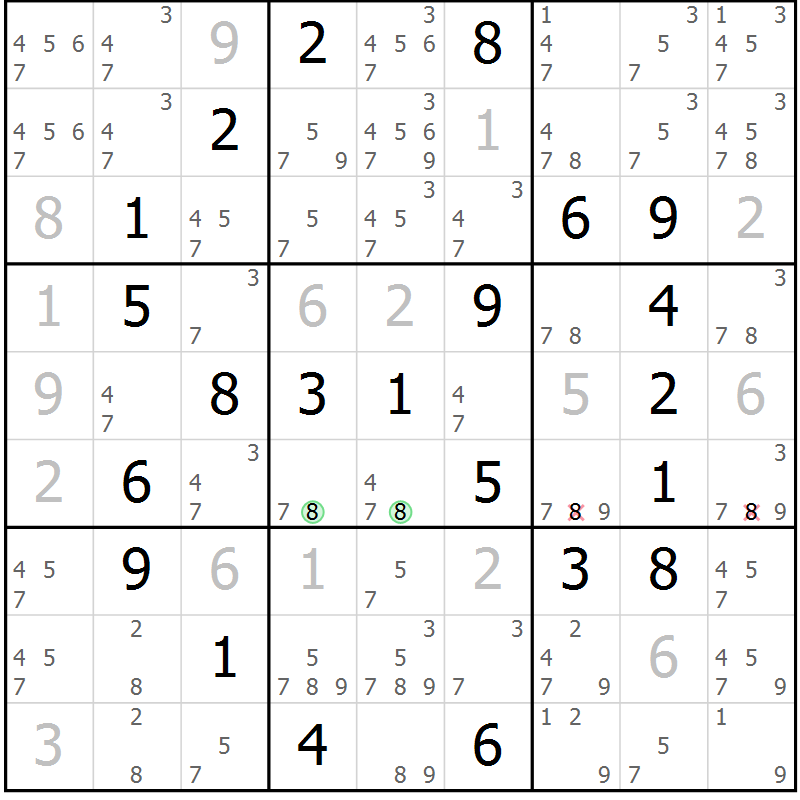 Position des candidats pour la solution de la Gr 67 page 70 du magazine de sudoku Virtuose n° 118