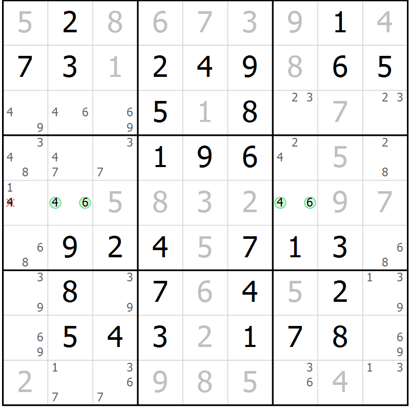 Position des candidats pour la solution de la Gr 68 page 71 du magazine de sudoku Virtuose n° 118