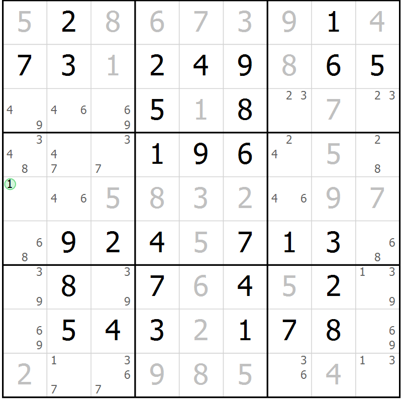 Position des candidats pour la solution de la Gr 68 page 71 du magazine de sudoku Virtuose n° 118