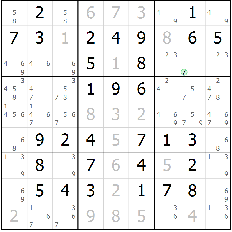 Position des candidats pour la solution de la Gr 68 page 71 du magazine de sudoku Virtuose n° 118