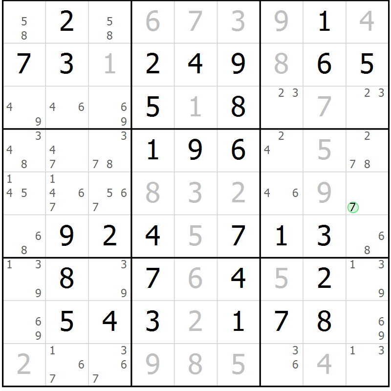 Position des candidats pour la solution de la Gr 68 page 71 du magazine de sudoku Virtuose n° 118