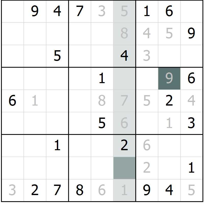 Position des candidats pour la solution de la Gr 7 page 10 du magazine de sudoku Virtuose n° 118