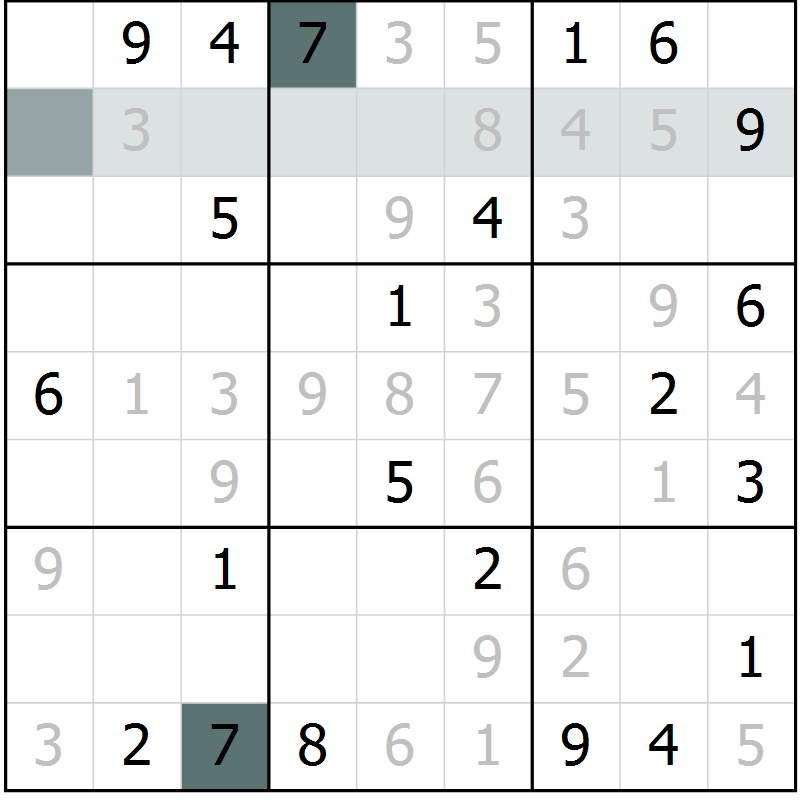Position des candidats pour la solution de la Gr 7 page 10 du magazine de sudoku Virtuose n° 118